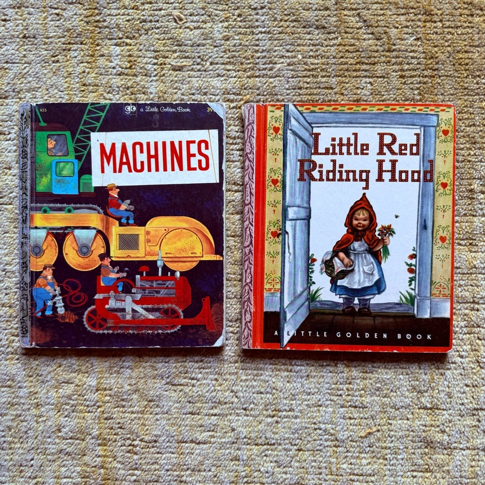 Vintage Little Golden Book Pair - 1948 Little Red Riding Hood and 1972 Machines